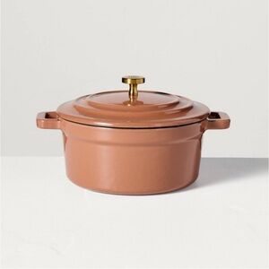 Hearth & Hand Magnolia .Sqt Enameled Cast Iron Mini Dutch Oven Pumpkin Brown
